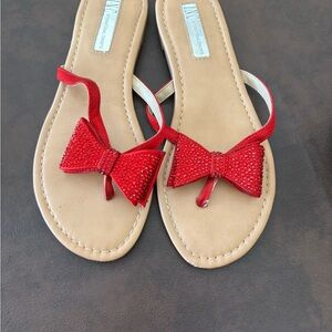 INC International Concepts Red Bow Sandals